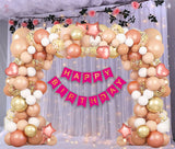 Hemito Happy Birthday Decorations For Girls 62 Pcs Rose Gold Happy Birthday Decoration Items Kit Curtain Net, Light, Metallic