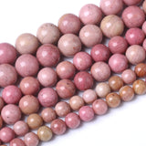 60PCS 6MM Natural Rhodonite Beads Round Loose Stone Beads for Jewelry Making DIY Energy Stone Healing Power Bracelet 15