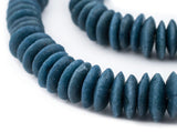 The Bead Chest Ashanti Fair Trade Glass Saucer Beads - African Tribal Ethnic Disk Rondelle Spacers (Teal)