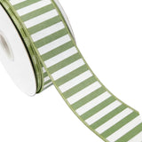 Meseey 2.5 Inch Sage Green White Stripe Wired Ribbon 10 Yards, Farmhouse Striped Wired Edge Ribbon for Wreaths, Gift Wrapping, D
