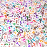 200 Pieces 6x6mm White Cube Acrylic Alphabet Letter Beads A-Z Mixed Plastic Shape Loose DIY Beads for Jewelry Making Bracelets N