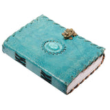 Mateshwari Handicrafts Leather Embossed Handmade Diary With Metal Lock Size (H*L7X5),Ocean Blue