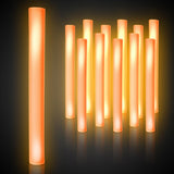 Fun Central LED Foam Sticks - 12 Pack, 16-Inch, 3 Light-Up Modes For Mardi Gras & St Patricks Day (Orange)