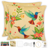 Picknmake Hummingbird Cushion Cover Embroidery Kit For Beginners, Set Of 2