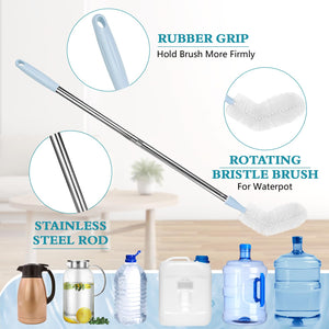 MBJRFU 2 Pack Stainless Steel Bucket Brush, Long Handle Cleaning Brush, Bendable and Replaceable Brush Head for 1 to 5 Gallon Bu
