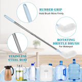 MBJRFU 2 Pack Stainless Steel Bucket Brush, Long Handle Cleaning Brush, Bendable and Replaceable Brush Head for 1 to 5 Gallon Bu
