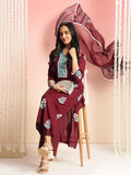 Anni Designer Women'S Rayon Viscose Floral Straight Kurta With Pant & Dupatta (Belagavi Vks04_Wine_X-Large),Wine,XL,,,