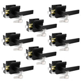 YYTDZSW 8-Pack Matte Black Door Handles - Interior Door Knobs with Lock & Key (Same Keys) - Heavy Duty 2.2lb Door Locks, Reversi