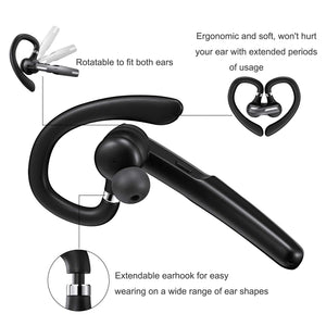 ICOMTOFIT Bluetooth Headset, Wireless Bluetooth Earpiece V5.0 Hands-Free Earphones with Built-in Mic for Driving/Business/Office