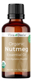 Viva Doria Nutmeg Essential Oil, USDA Certified, Organic Nutmeg Oil, 100% Pure, Natural Essential Oil, Undiluted, for Aromathera