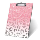 FVBAO Modern Girly Pink Glitter Decorative Clipboard,Pretty Leopard Animals Print Clipboard for Nurses, Students, Classroom, Office 8.5 x 12.5,Pink Leopard