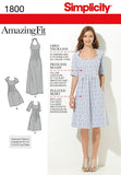 Simplicity 1800 Womens Open Neckline Dress Sewing Patterns, Sizes 1018