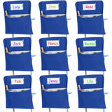 24 Pcs Chair Pockets for Classrooms 17 x 20 Inches Student Chair Bag Chairback with Name Tag for Keeping Student Book School Tab