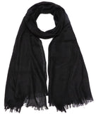 Gragengs Women Summer Scarfs Lightweight Large Long Gauze Shawl Linen Beach Wrap Plain 7543, Black, Free Size