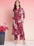 Anni Designer Women'S Rayon Blend Straight Printed Kurta With Pant (Tomsk Maroon-Vks01_Xxl_Maroon_Xx-Large),Maroon,2XL,,,