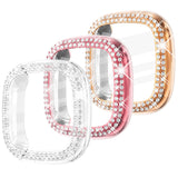 Fullife 3-Pack TPU Bumper for Fitbit Versa 4 Screen Protector, Crystal Diamond Bling Case HD Full Protective Cover for Men Women