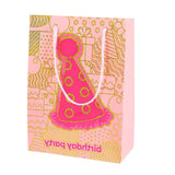 Pink Birthday Party Paper Gift Bag with Rope Handle Bag for Kids Return Gifts, Girls, Party Favors & Gift Packing | (Large)||