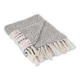 Gray X-Diamond Geometric Throw