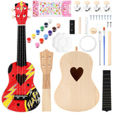 Boao DIY Guitar Kit 21 Inch Make Your Own Ukulele DIY Kit with Installation Tools Soprano Guitar Build Craft Unfinished Wooden U