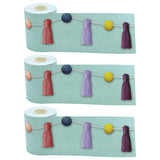 Oh Happy Day Pom-Poms and Tassels Straight Rolled Trim 50 Ft Per Roll, Pack of 3