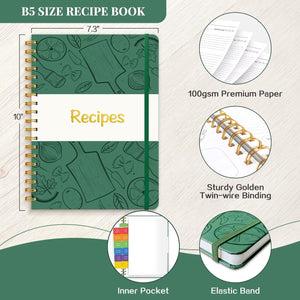 LuBudingJoy Blank Recipe Book to Write in Your Own Recipes. Sprial Hardcover Blank Cookbook, Recipe Journal Hold 150 Recipes(Dar