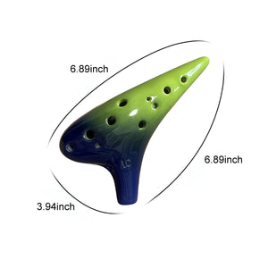 DHwebWLP 12 Hole Ocarina Instrument With Song Book for Beginner,Alto C Ceramic Ocarina(Green & Blue)