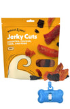 Wiggles & Wags Jerky Cuts Dog Treats, Assorted Chicken, Tuna and Pork, 16 Ounces with a DN Essentials Bone Shaped Waste Bag Disp