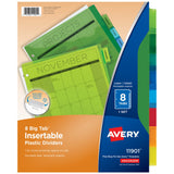 Avery Dividers for 3 Ring Binders, 8Tab Binder Dividers, Plastic Binder Dividers, Insertable Big Tabs, Multicolor, 1 Set (11901