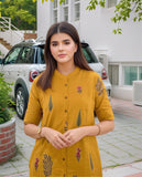 Anni Designer Women'S Rayon Viscose Printed A-Line Kurta With Pant (Barkat Yellow-Vks02_Xxl_Yellow_Xx-Large),Yellow,2XL,,,