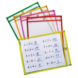 Dry Erase Pockets, 5 Assorted Neon Colors, 9 x 12, 25 Pockets