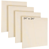 Aodaer 4 Pack Wood Panels 24 x 24 Inch Wooden Panels Canvas Unfinished Craft Wood Boards Panel for Art Crafts Acrylic and Oil Pa