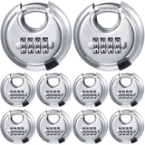 Maitys 10 Pack 4 Digit Combination Locks Stainless Steel Code Disc Lock Combo Padlock with Hardened Steel Shackle for Sheds Lock