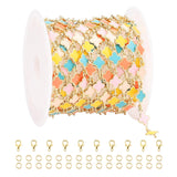 YOUBEIYEE 3 Meters Multicolored Enamel Jewelry Making Chains Oil Drip Four Leaf Clover Chains for Jewelry Making