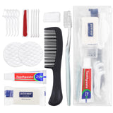 HQSLsund 25 Sets Personal Hygiene Kit Bulk, Disposable Toothbrushes with Toothpaste Floss Comb Soap Cover and Vanity Kit, Toilet