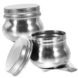 Uonlytech 2pcs Stainless Steel Oil Palette Cups for Artists Portable Paint Mixing Containers Lid Professional Brush Cleaning Hol