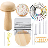 Jexine Mini Darning Mushroom for Socks 14 Hooks Small Speedweve Style Weaving Darning Loom with 9 Pcs Large Eye Needles 50 Color