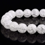 RUBYCA Natural AAA Grade White Clear Quartz Crystal Crackle Round Beads Jewelry Making 1 Strand 4mm