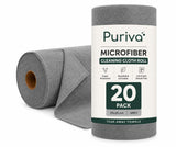 Puriva Microfiber Cleaning Cloth Roll, Reusable Tear Away Towels, 20 Sheets (25 x 25 cm), Super Absorbent, Lint Free, Streak Fre