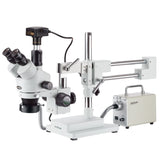 AmScope 3.5X-90X Zoom Stereo Trinocular Microscope with LED Fiber Optic Ring Light and 10MP USB3 Camera