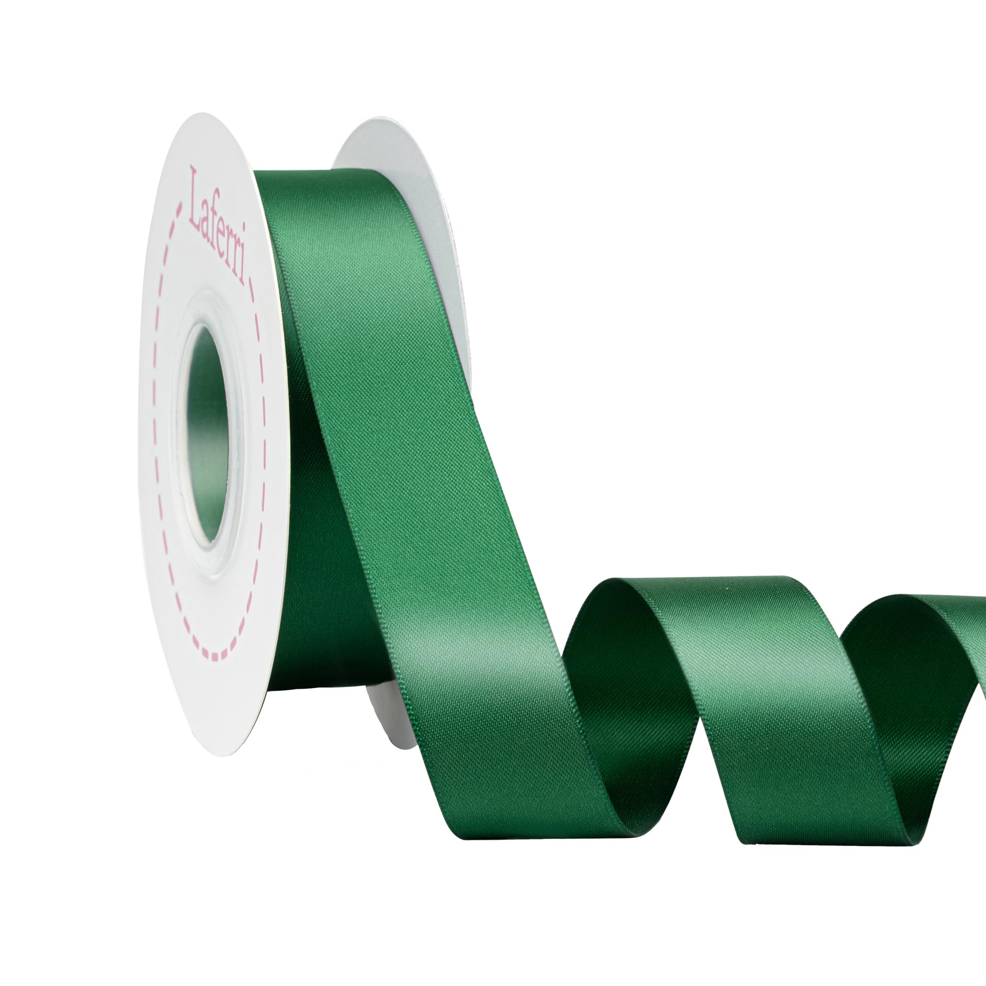 Laferri Double Faced Forest Green Satin Ribbon,1 X 25 Yards,Fabric Ribbon Use for Gift Wrapping DIY Craft Floral Bouquets Weddin