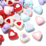DanLingJewelry 100Pcs Random Color Heart Shape Acrylic Beads with Enamel Colorful Love Heart Spacer Beads for DIY Bracelet Neckl