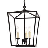 Elegant Lighting Maddox Collection 3 Light Pendant Lamp With Metal Frame And Hanging Chain, Black - 12.5D X 18.25H