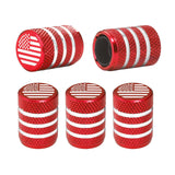 Tire Valve Stem Caps 5 pcs,red American Flag, Aluminum Alloy,Anodized Aluminum Tire Valve Cap Universal Fit for Cars/Motorcycles