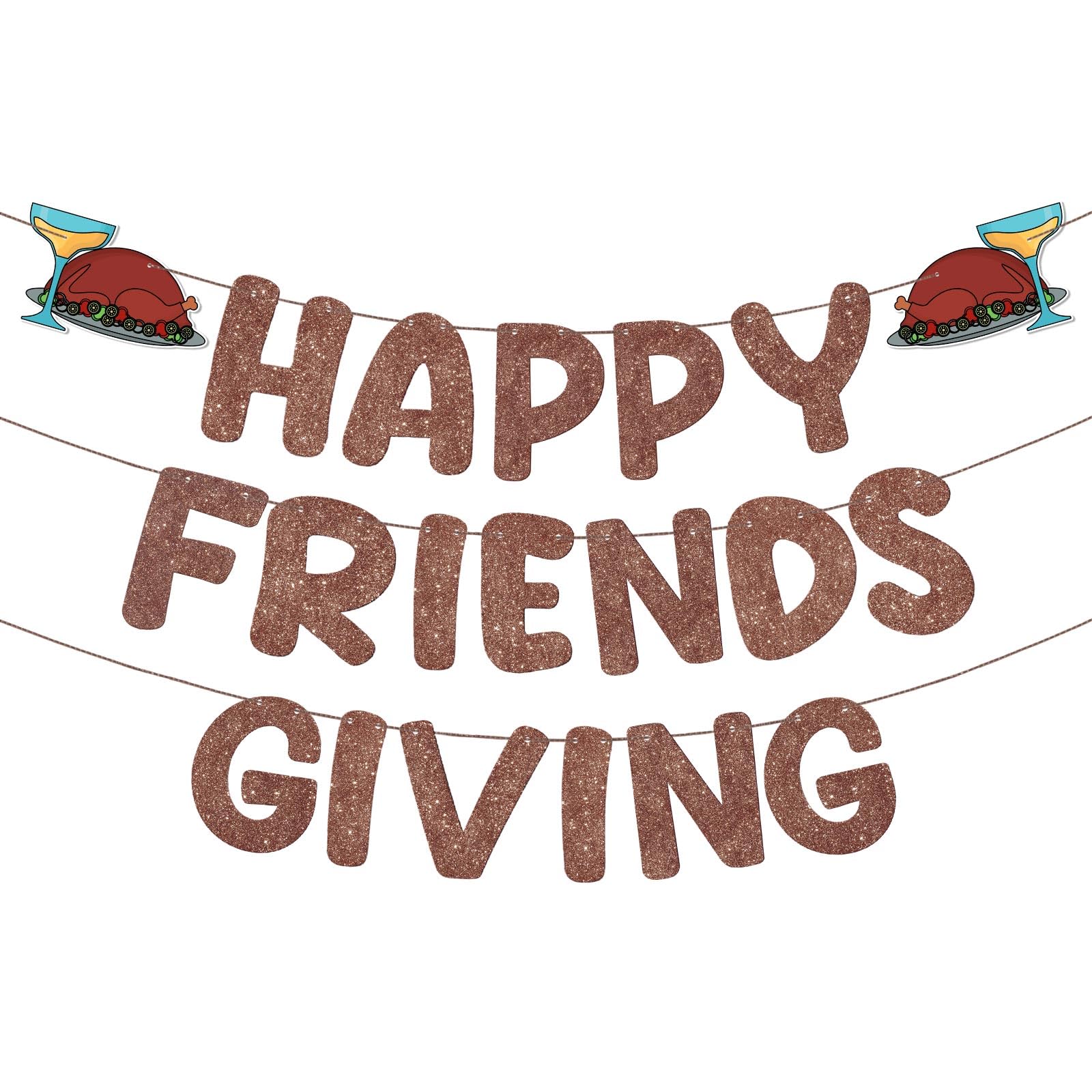 Fulmoon Pre Strung Happy Friends Giving Banner Funny Thanksgiving Turkey Sign Friendsgiving Party Decorations Fall Thankful Part