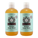 Herbal Body Wash, Eucalyptus Lime by Moon Valley, All Natural Ingredients, No Parabens, Vegan, Moisturizing Essential Oils, Two 