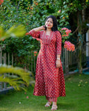 Gosriki Women'S Cotton Blend Anarkali Printed Kurta With Pant (Vishamay-Red-Gs_S_Purple_Small),Red,,B0D45673FM