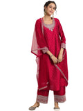 Libas Women'S Chanderi Silk Kurta Set (49280_Maroon
