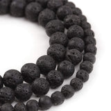 Filluck Natural Stone Beads 8mm Black Lava Polished Round Smooth Gemstone Beads for Jewelry Making 15 Inch(Black Lava,8mm)