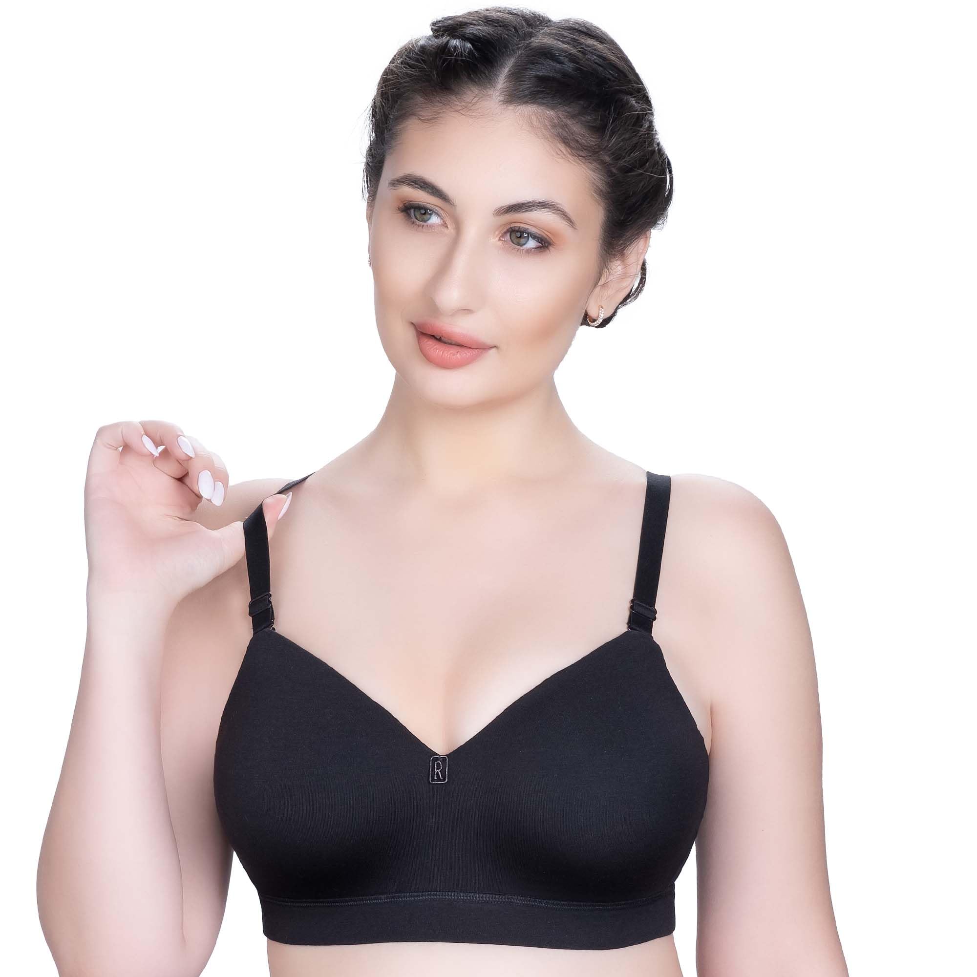 Trylo Women'S Non-Wired Bra (Bestie_Black_38E),Black,38,B07ZY4M8CB