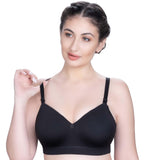 Trylo Women'S Cotton Lightly Padded Wire Free Regular Bra Black,BLACK,36,B0969MTLDC